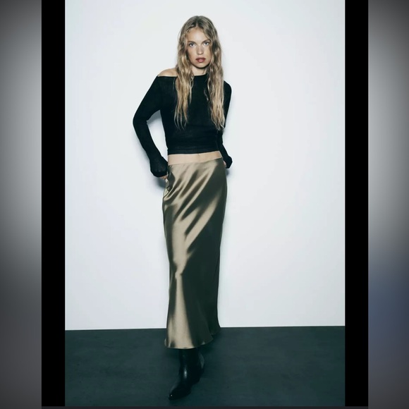 NWT Zara Satin Effect Midi Skirt - Picture 1 of 7